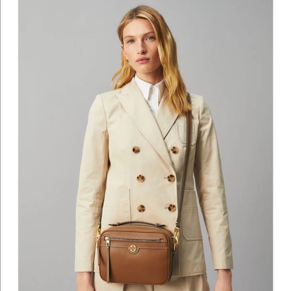 T Monogram Leather Camera Crossbody Bag